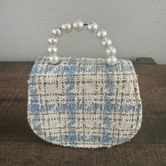 Kids Tweed Handbag with Pearl Handle - Picture 2 of 3